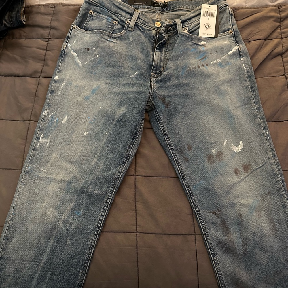 Blue Paint-Splattered Jeans Ralph Lauren